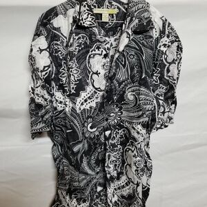 Syllables Black and White Paisley Shirt